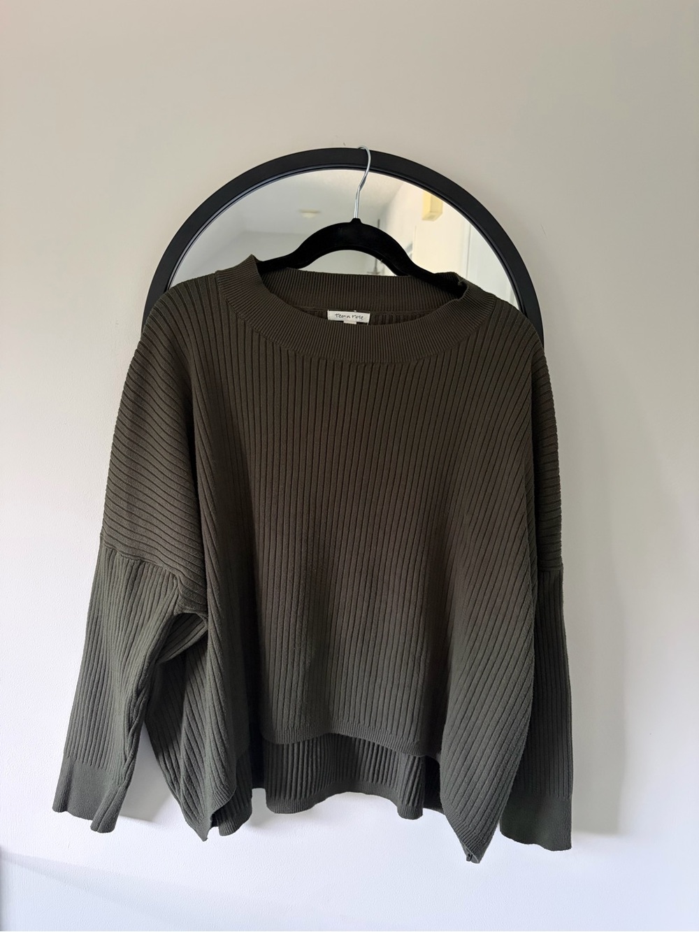 Tea n Rose Ribbed Sweater in Dark Olive